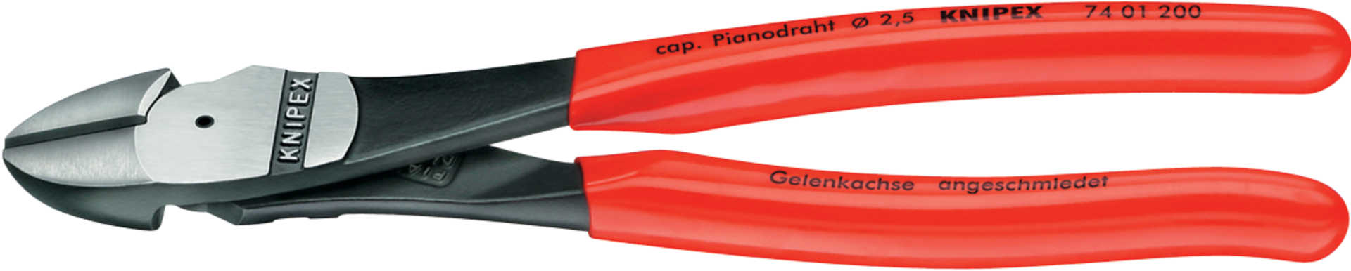 KNIPEX 74 21 200 Kraft-Seitenschneider schwarz atramentiert 200 mm