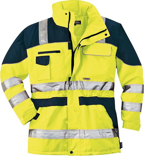 Warnparka, Gr. L, gelb/blau