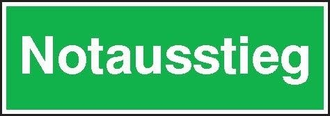 Sicherheitsschild 300x105 Folie Notausstieg