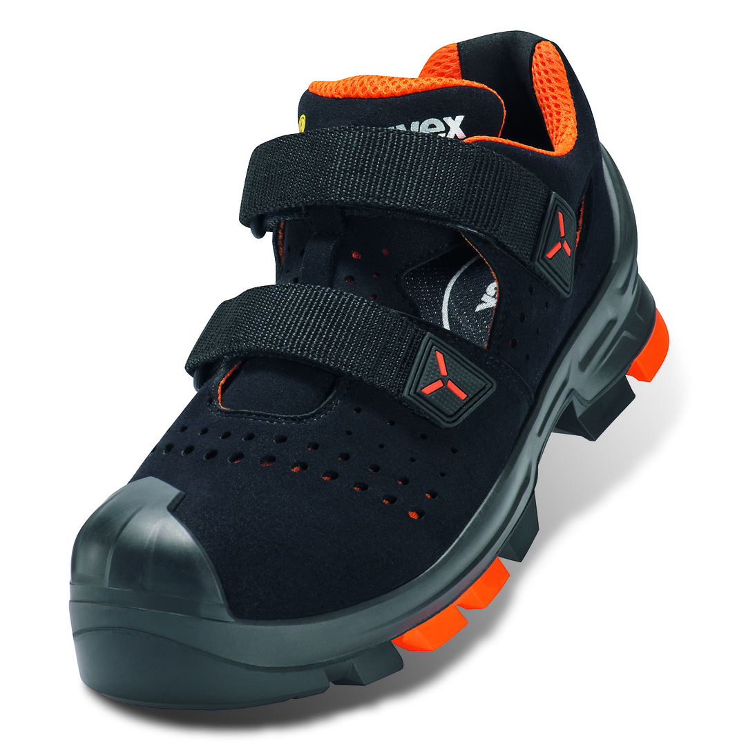 UVEX2 Sicherheits-Sandale S1P ESD 6500 schwarz/orange, Gr. 41, Weite 11