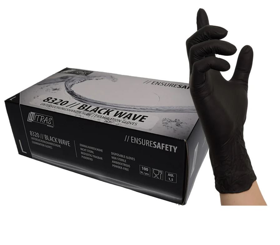 Nitras Black Wave Nitril-Einmalhandschuh 8320 Gr. XL, Box á 100 Stück