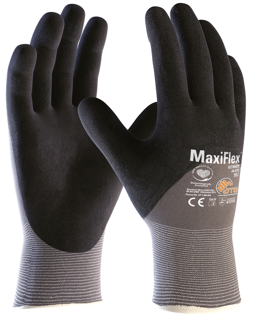 ATG Montage-Handschuh MaxiFlex Ultimate Gr. 9 Nitrilschaum, grau/schwarz, 34-875