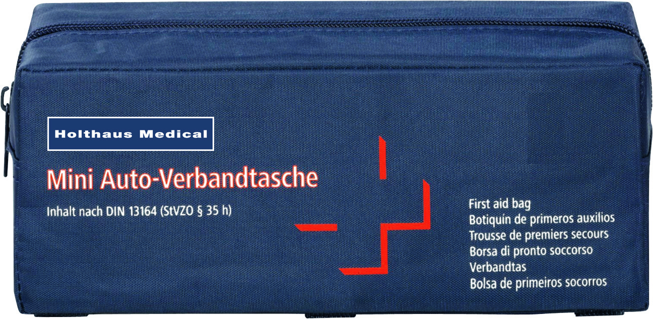 HOLTHAUS KFZ-Verbandtasche mit Füllung Inhalt: DIN 13164, Maße: 22 x 8,5 x 8 cm