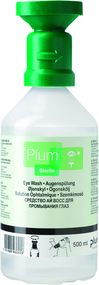 PLUM Augenspülflasche 500 ml (0,9 % Natriumchloridlösung)