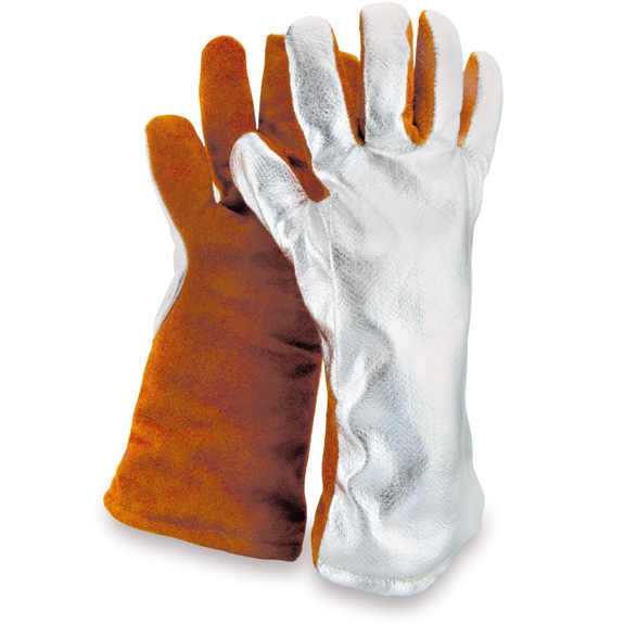 MEDEX Hitzeschutz-Handschuh Sebatan/Alu, 40 cm, braun/silber, Gr. 10