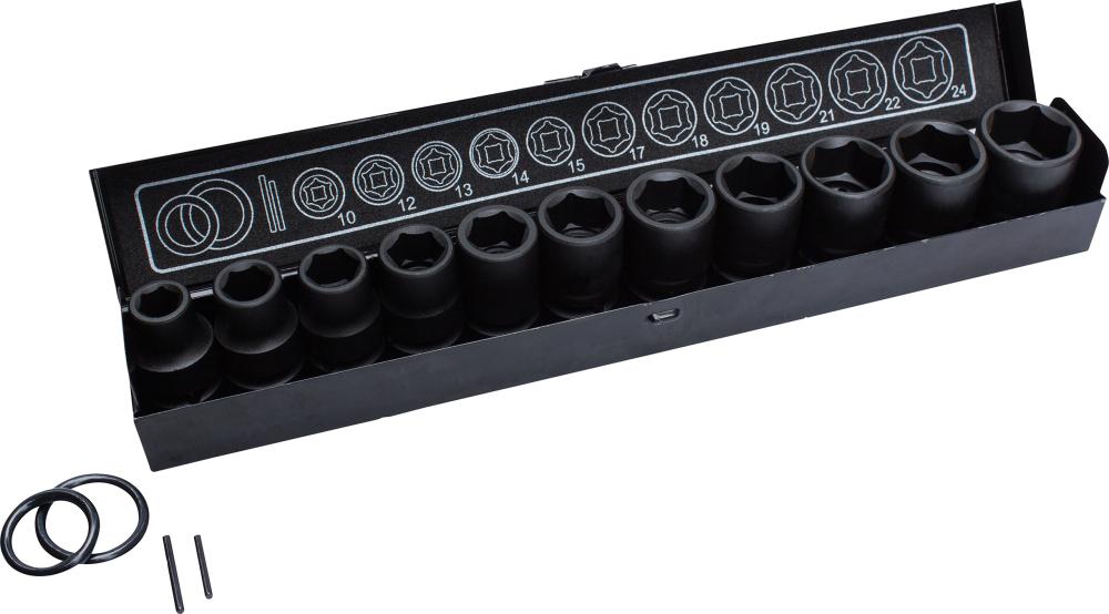 FORTIS Kraft-Steckschlüssel-Satz Schlagnuss-Satz 1/2" 15tlg.