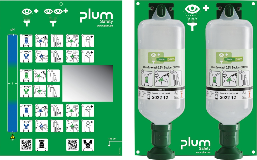 PLUM Augenspülstation Maxi Natriumchloridlösung, 2 Flaschen 1000ml