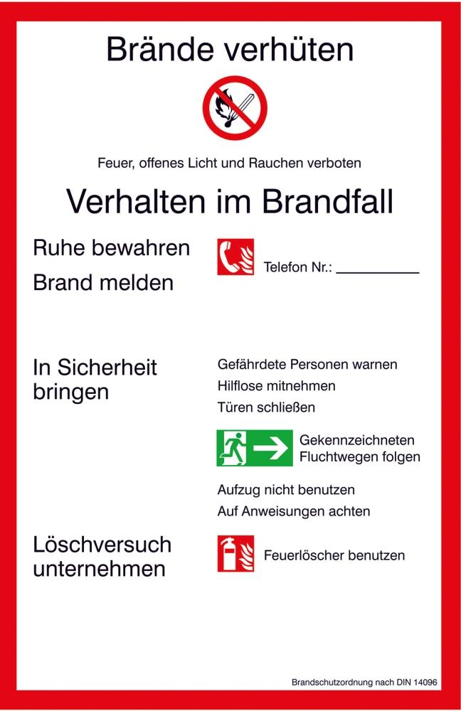 Brandschutzordnung Teil A Kunststoff (PVC)