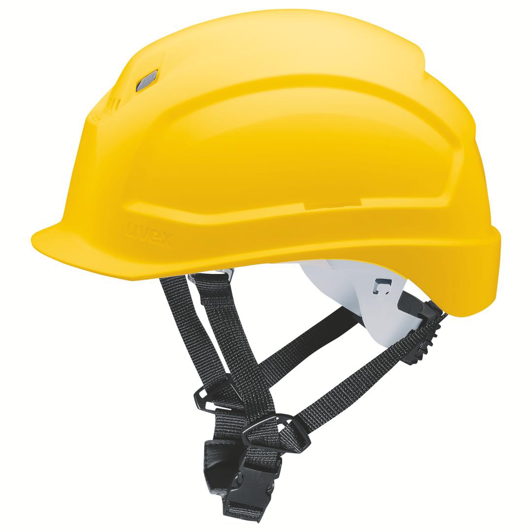UVEX Schutzhelm pheos S-KR 9772 kurzer Schirm, Drehrad, gelb
