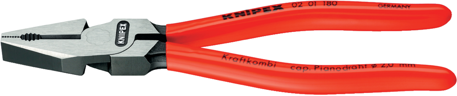 KNIPEX 02 01 180 Kraft-Kombizange schwarz atramentiert 180 mm