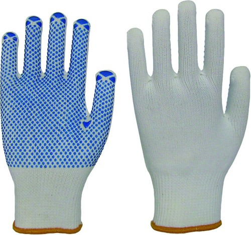 NITRAS Strickhandschuh"Seeigel"weiß einseitig blaue PVC-Noppen, Gr.11 (VE12)