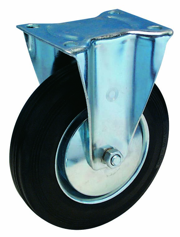 Bockrolle 100 mm LG. R Stahlbl Verz Gummirad