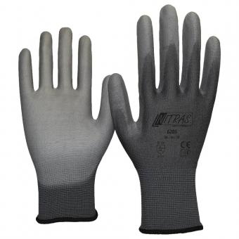 Nitras Nylon-Handschuhe RICO grau mit PU-Beschichtung Größe: 10