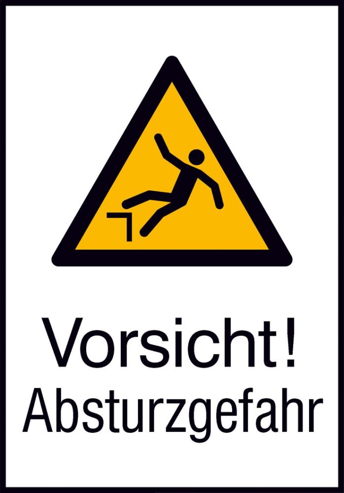 Warnschild Alu gepr Absturzgefahr 262x371