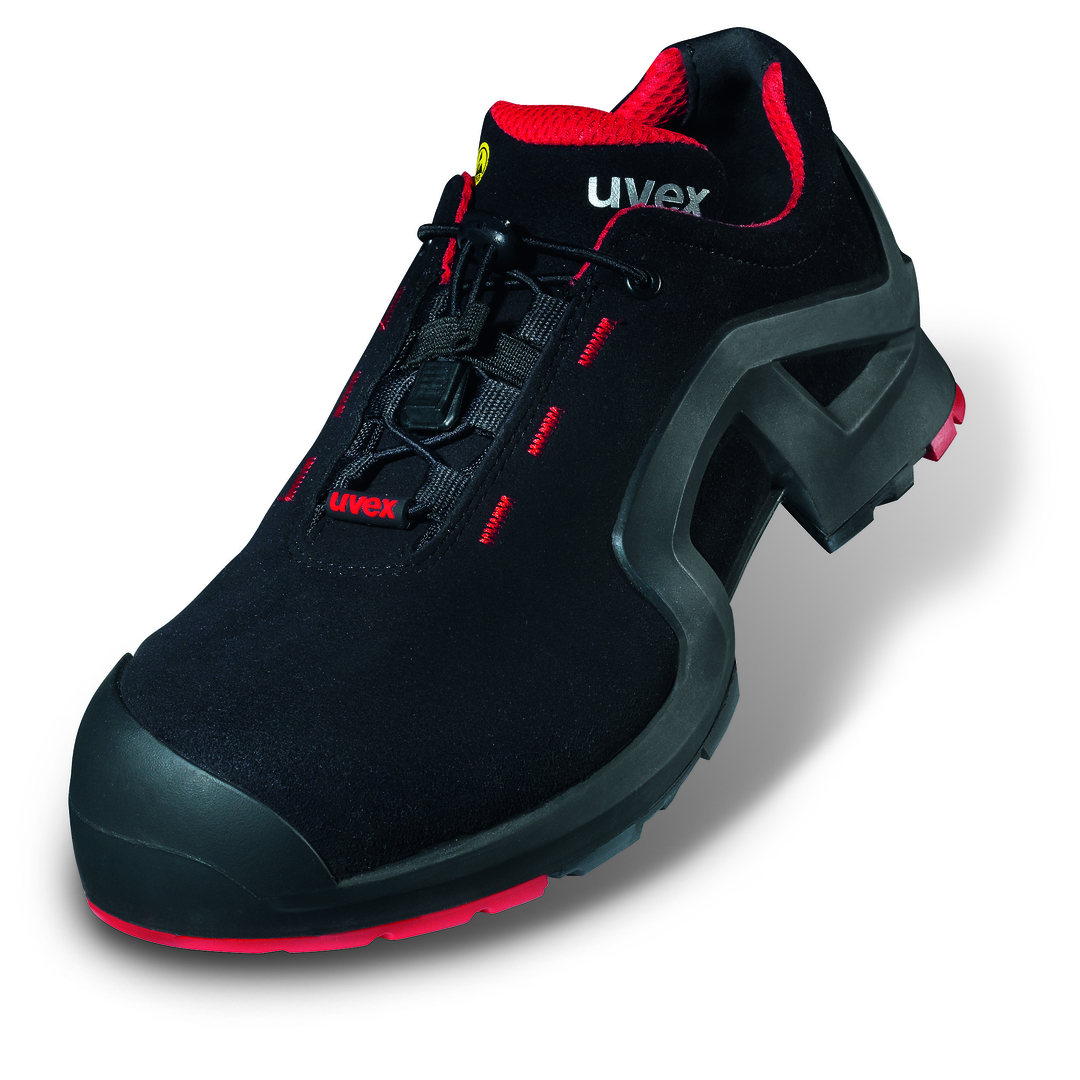 UVEX 1 Sicherheits-Halbschuh S3 SRC Gr. 52, schwarz/rot, 8516.2, Weite 11