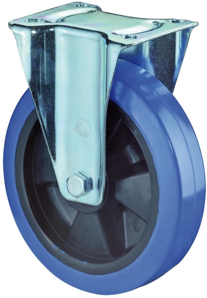 Bockrolle, 100mm,Pl. Elastikrad,blau