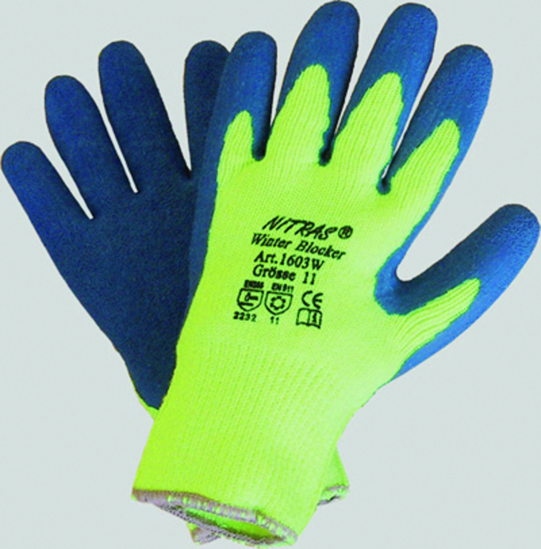 NITRAS Winter-Handschuh Winter Blocker Gr. 10 Latex neongelb/blau, 1603W