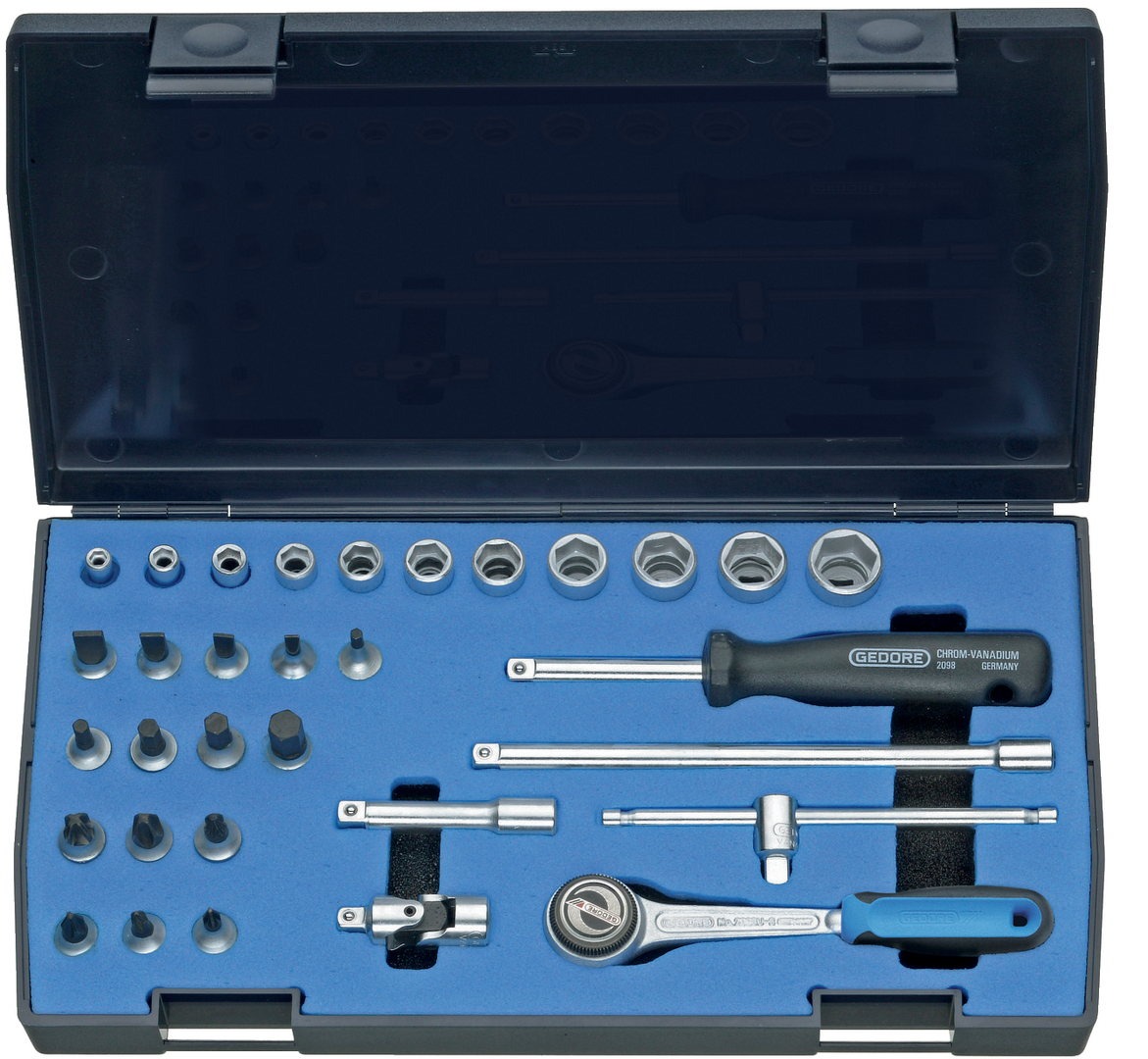 GEDORE Steckschlüssel-Satz 1/4" 32-tlg 6-kant IN-IS-PH-PZ, 20 IMU-3, 6174150