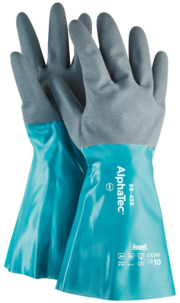 Handsch. AlphaTec 58-435, Nitril, grün/grau, Gr. 7