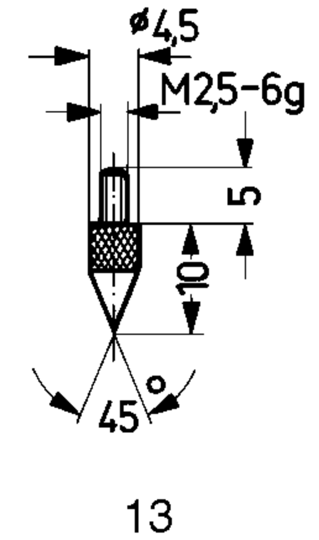 Messeinsatz f.Messuhren u.Feinz. Stahl Abb.13/45Grad Käfer