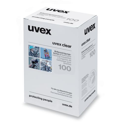 UVEX Feuchtreinigungstücher für Brillen siliconfrei, Pack a 100 Stück, 9963.005