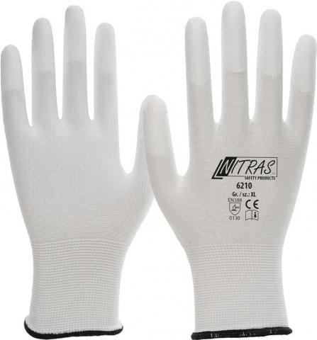 NITRAS Montage-Handschuh Gr. 8 PU Fingerkuppen weiß, 6210
