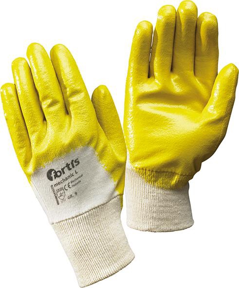 FORTIS Handschuh MechanicL gelb, Nitril, leicht, 12 Paar, Größe 9