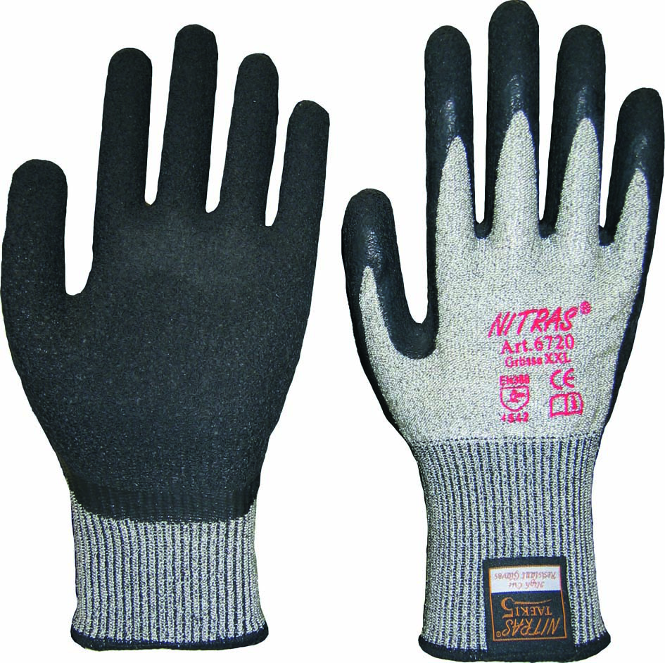 SCHNITTSCHUTZ - Handschuh St.5 TURTLE Latex grau / schwarz TAEKI5 6720 Gr.7 M