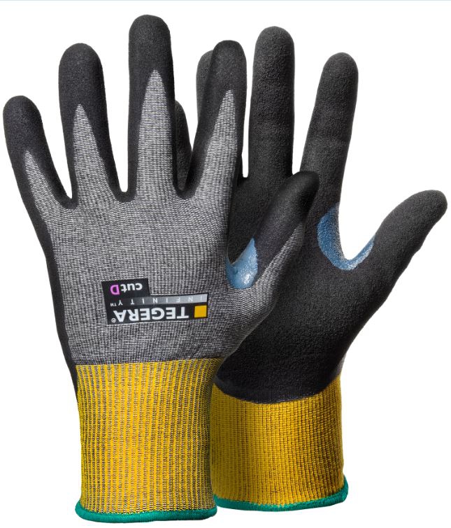 TEGERA Schnittschutzhandschuh 8807 Kl. D schwarz/gelb, Gr. 7