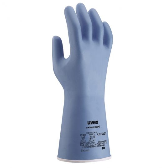 UVEX u-chem 3300 Chemikalienhandschuh 32cm, blau, Nitril  EN 388 (2121X) Gr. 7