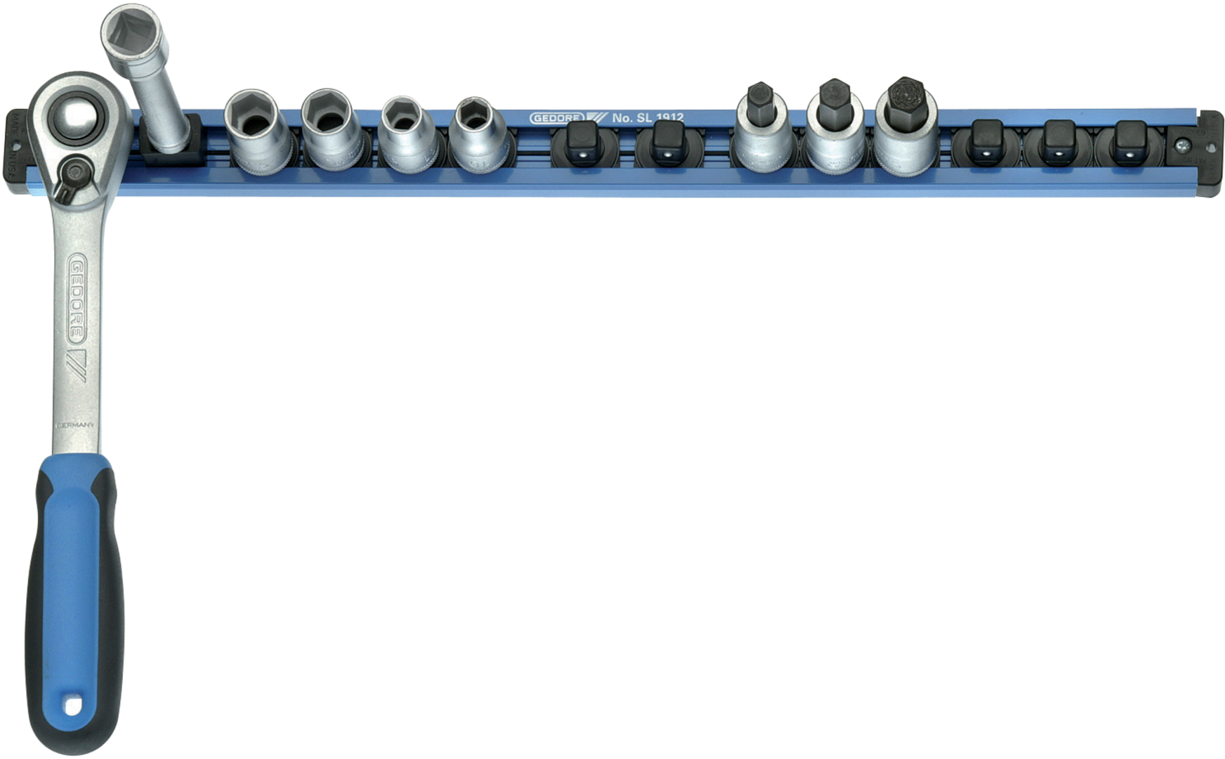 GEDORE Steckleiste 1/4" magnetisch, 380mm 13 Steckplätze, SL 2013, 1761080