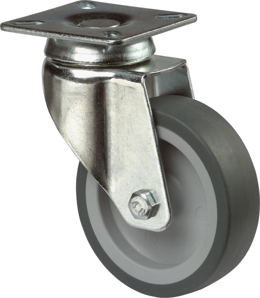 BS ROLLEN Lenkrolle 125 mm LGG1 Stahlbl verz. Gummirad
