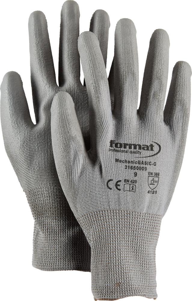 FORMAT Montage-Handschuh Mechanic Basic Gr. 7, PU grau