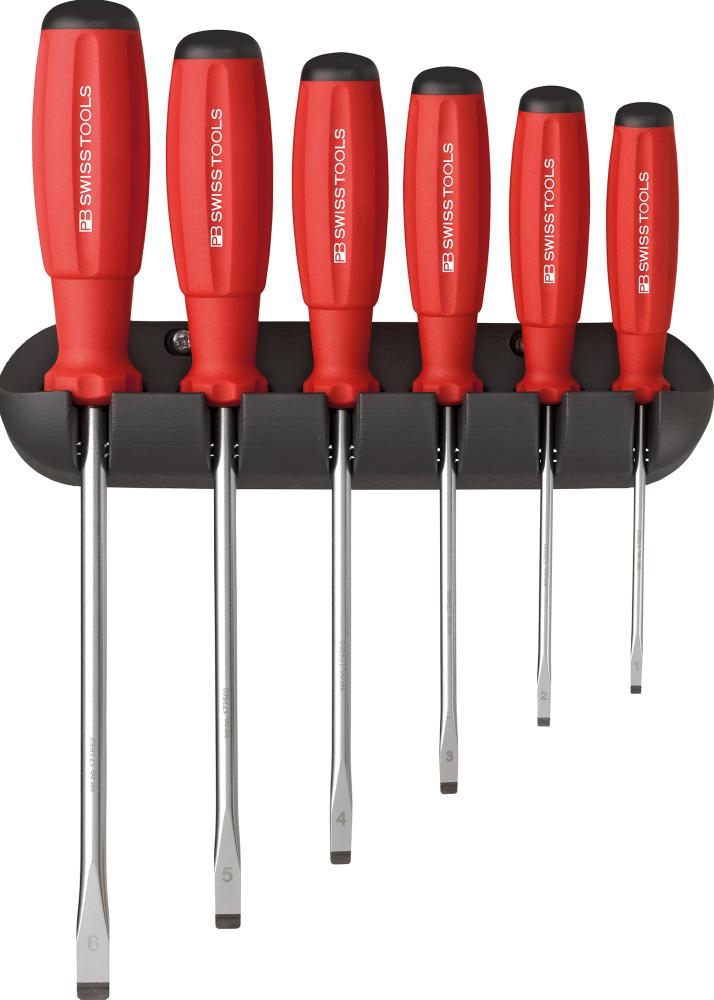 PB Swiss Tools Schraubendreher-Satz 6-teilig Schlitz, im Wandhalter