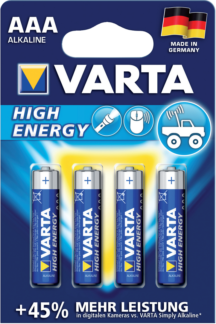 VARTA Batterie, AAA K4/Micro Bli-Verp. 4 Stk., Alkali-Mangan-Qualität
