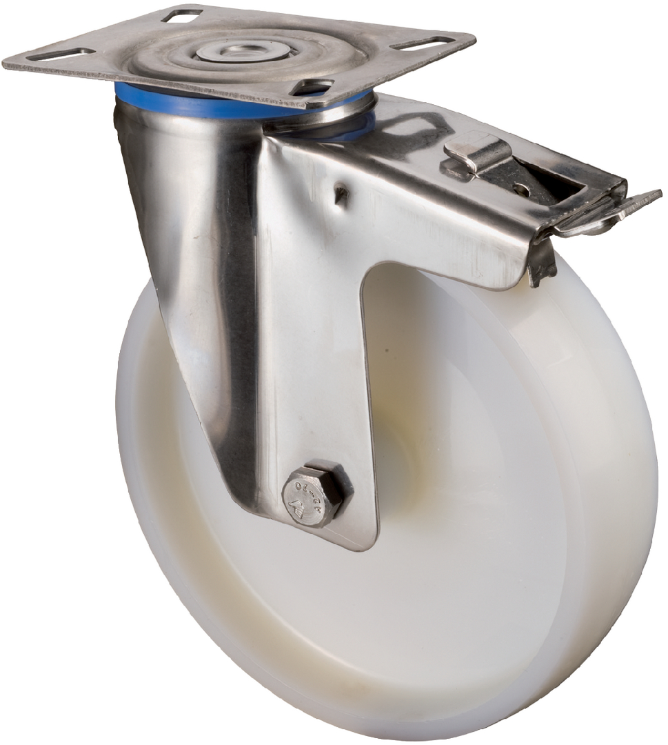 Lenkrolle M. Fst. Edelst.Rad-d 80mm 100KG Tragf.