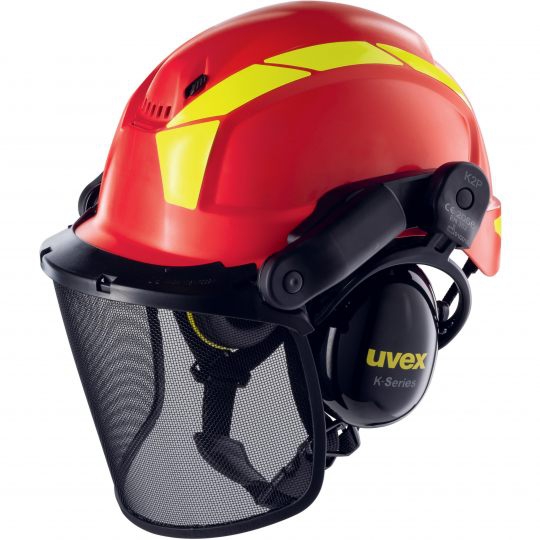 UVEX Schutzhelm pheos forestry 9774 kurzer Schirm, Drehrad, gelb