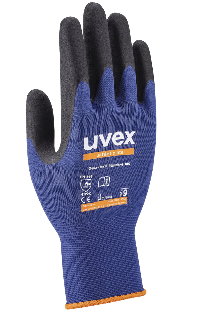 UVEX Montage-Handschuh athletic lite Gr. 6 Nitrilschaum blau/schwarz, 6002.7