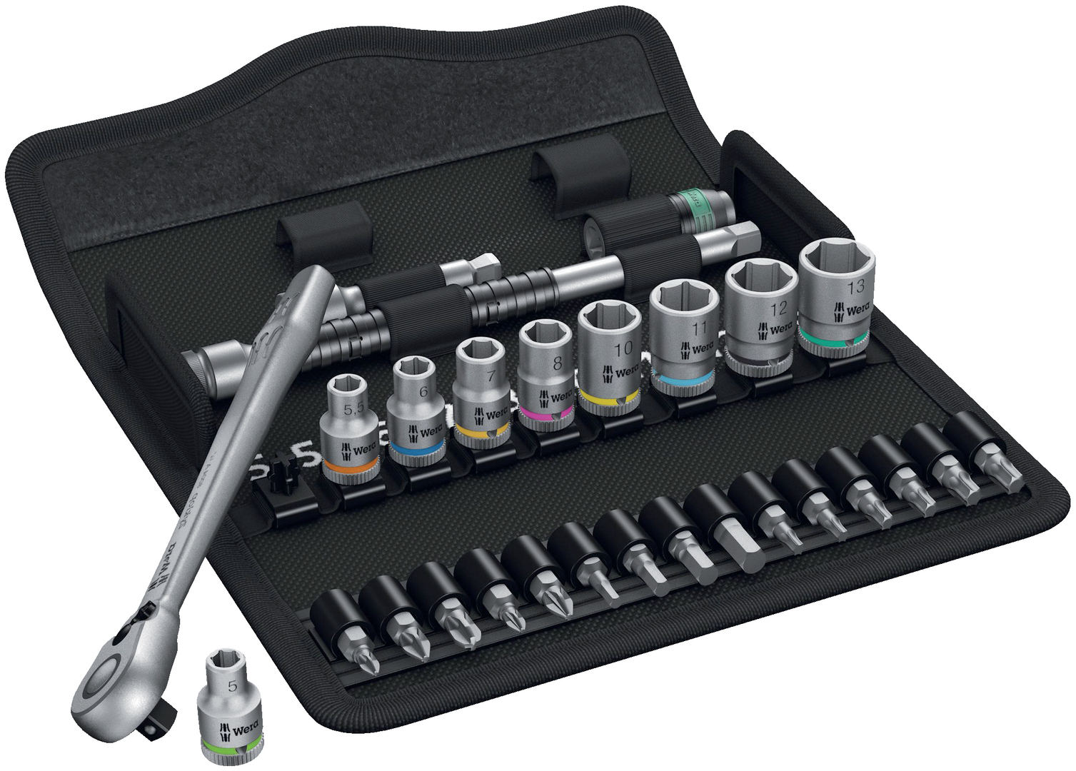 WERA Metall-Knarrensatz m. Umschalthebel 1/2"Antrieb, 8100 SC 8 Zyklop, metrisch