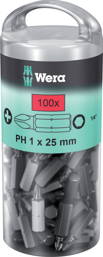 WERA Bit 1/4" DIN3126E 6,3 PH 2x25mm 100er-Pack