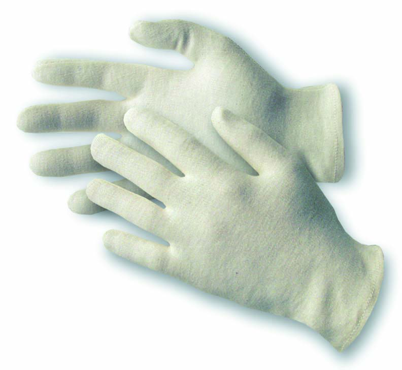 Baumwoll - Trikot Handschuh AHORN, rohweiß, gesäumt, Gr. 8