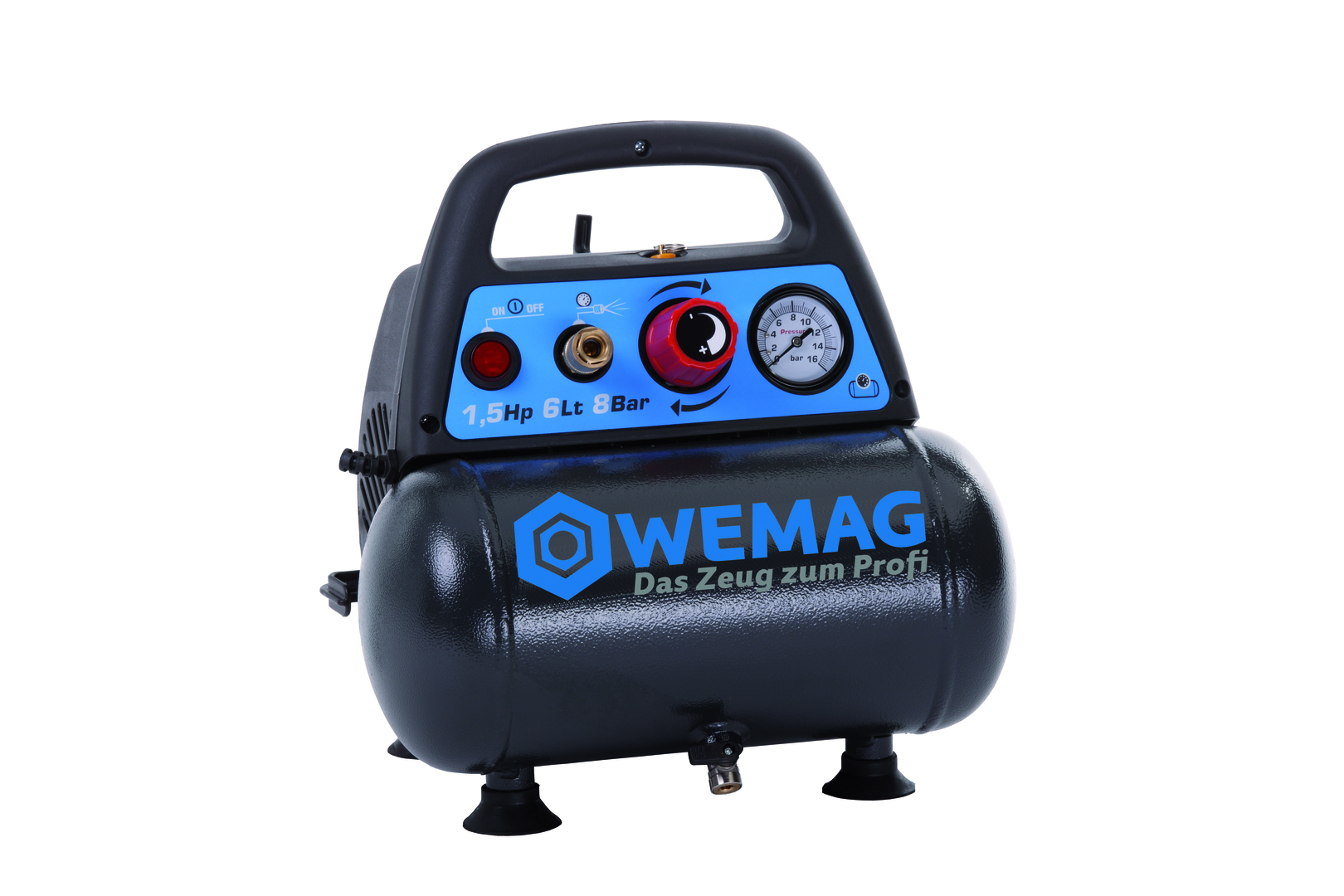 WEMAG-Kolbenkompressor 200-24 ECO 10Bar 24 L. Kessel stehend 230V/50Hz  ölfrei
