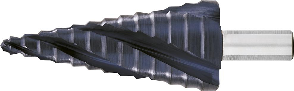 EXACT Stufenbohrer HSS TiAlN 4-fach Spiralnute, 4-20mm
